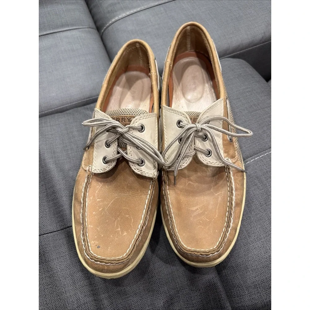 Sperry Top-Sider Billfish 3-Eye Mens 14M Tan Beige Leather Boat Shoes 0799023